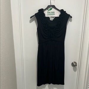Maggy London Black Ruched Sheath Midi Dress
